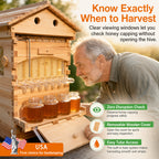 flow Hive Coated with Beeswax  Includes 1 Deep & 1 Medium Boxes with 10 Wooden Frames & Heavy Wax Coated Foundations. Easy Assembly with Predrilled Holes& Screws (Unassembled)