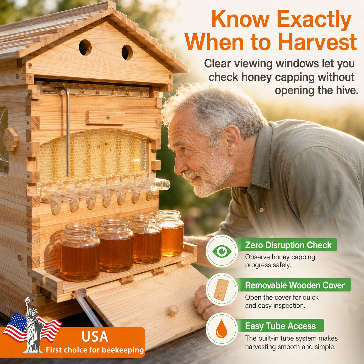 flow Hive Coated with Beeswax  Includes 1 Deep & 1 Medium Boxes with 10 Wooden Frames & Heavy Wax Coated Foundations. Easy Assembly with Predrilled Holes& Screws (Unassembled)