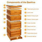 10 Frame Langstroth Deep Brood Bee Hive Box Dipped in Beeswax, Sections of Wood for Beehives, Includes Beehive Frames and Waxed Foundations (Unassembled)