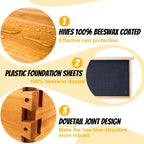 10 Frame Langstroth Deep Brood Bee Hive Box Dipped in Beeswax, Sections of Wood for Beehives, Includes Beehive Frames and Waxed Foundations (Unassembled)