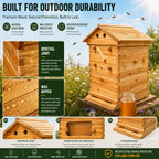 flow Hive Coated with Beeswax  Includes 1 Deep & 1 Medium Boxes with 10 Wooden Frames & Heavy Wax Coated Foundations. Easy Assembly with Predrilled Holes& Screws (Unassembled)